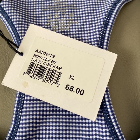 NWT Bandier Front Row Bra in Navy Gingham 💙🤍💙 - Picture 10 of 13